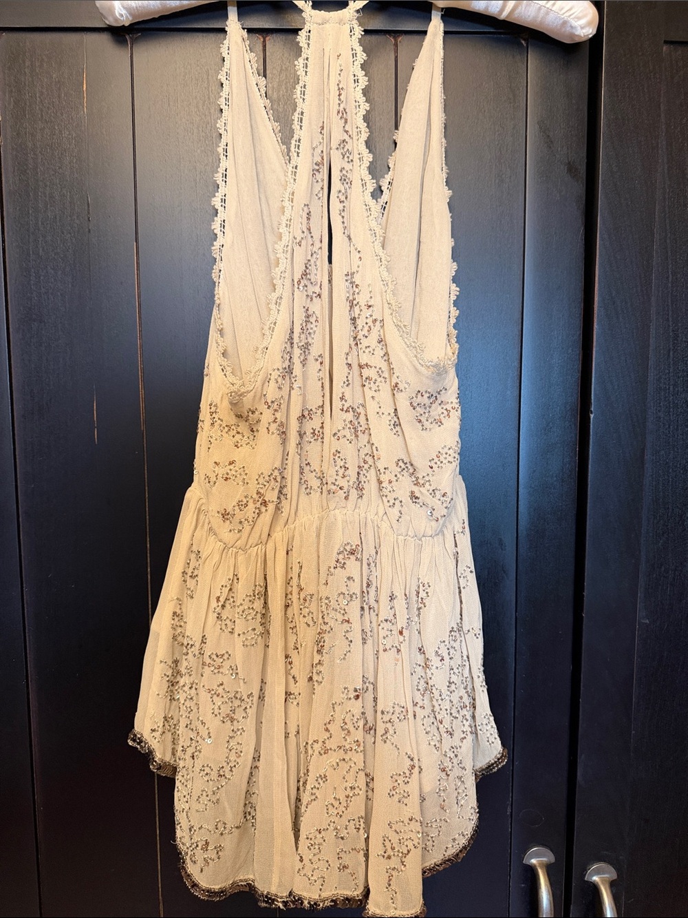 Free People Cream Floral Eyelet Mini Dress/ tunic - Picture 3 of 3